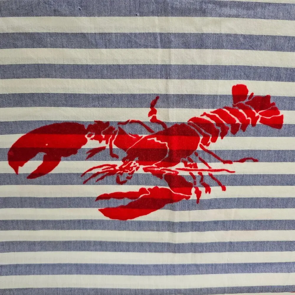 TALBOTS Nautical Preppy Striped White & Blue Red Velvety Lobster Scarf  73 x 28